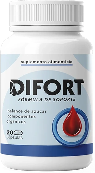 Frasco de Difort con 20 cápsulas para el azúcar en sangre