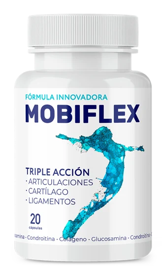 Frasco de Mobiflex con 20 cápsulas para articulaciones, cartílago y ligamentos